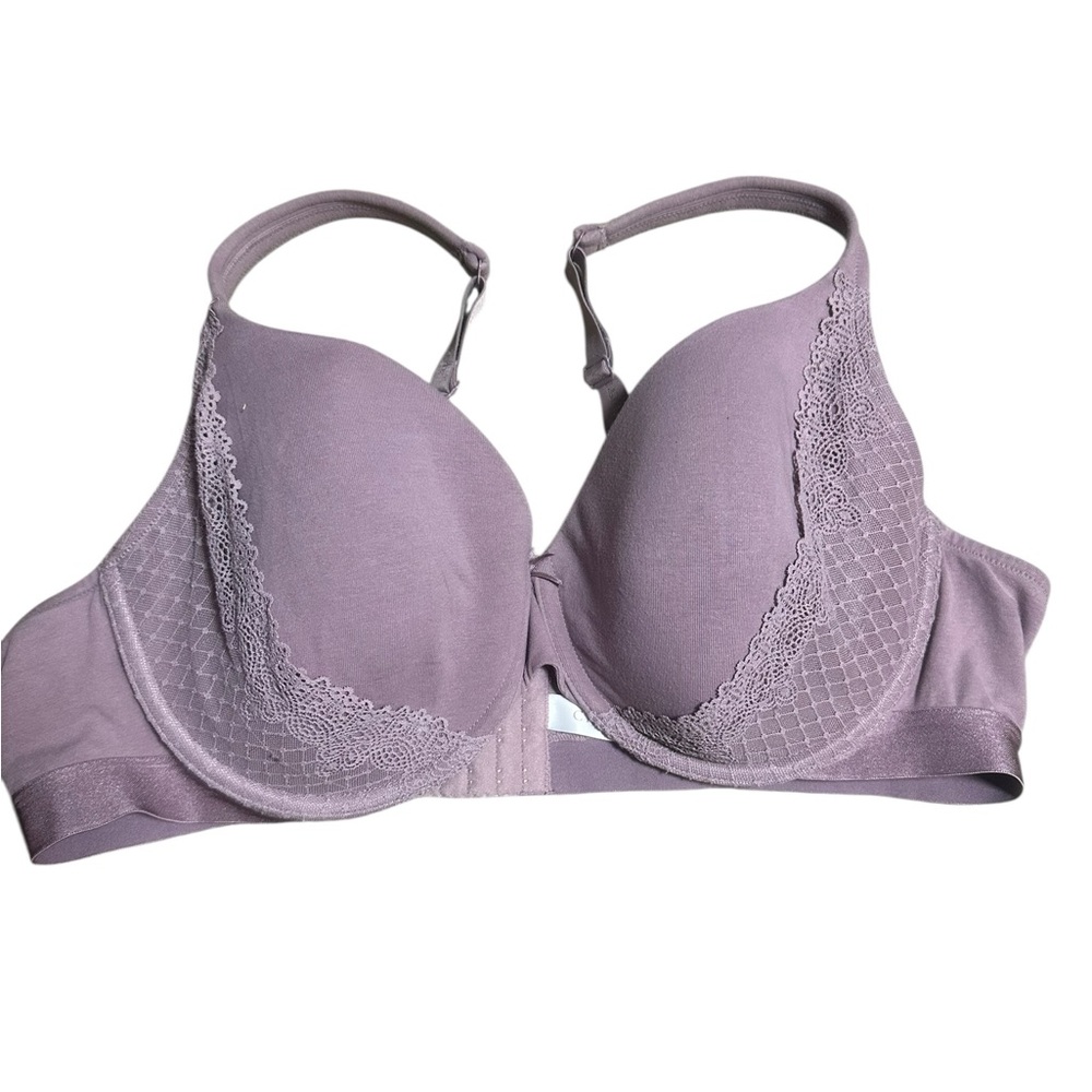 Cacique Lightly Lined T-Shirt  Lavender Lace Bra 46C